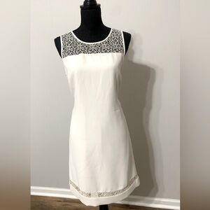 Marc New York Elegant White Sleeveless Dress with Lace Detail, Size 10